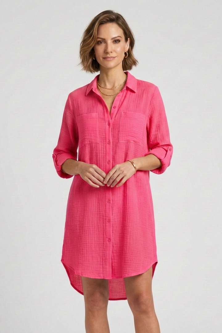 Yvette | Women's Top | Cover Up Button Fastening Long Sleeves