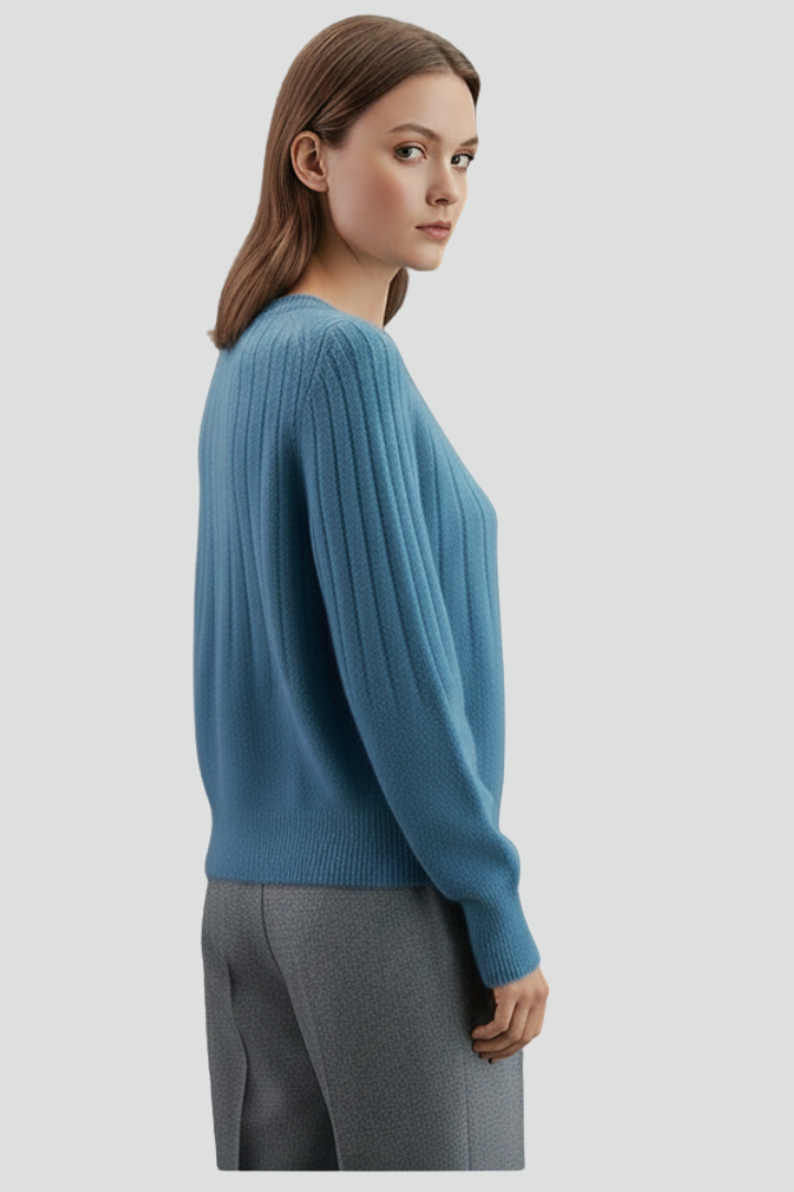 Vida | Women's Jumper | Crew Neck Ribbed Surface Long Sleeves