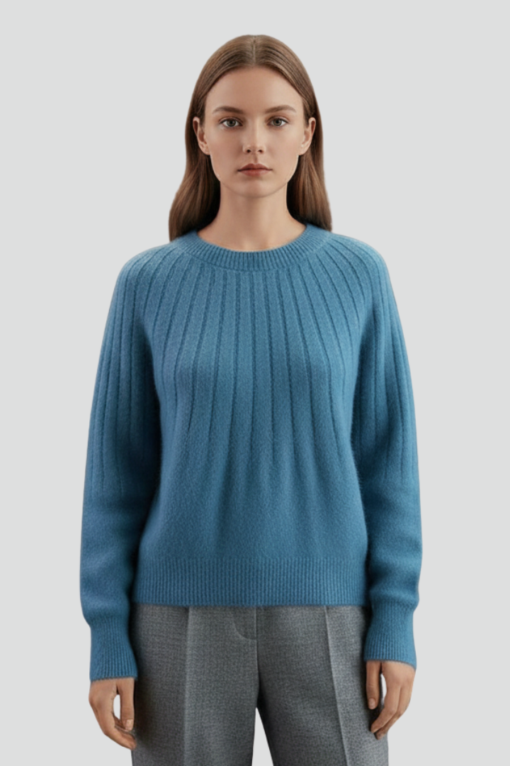 Vida | Women's Jumper | Crew Neck Ribbed Surface Long Sleeves