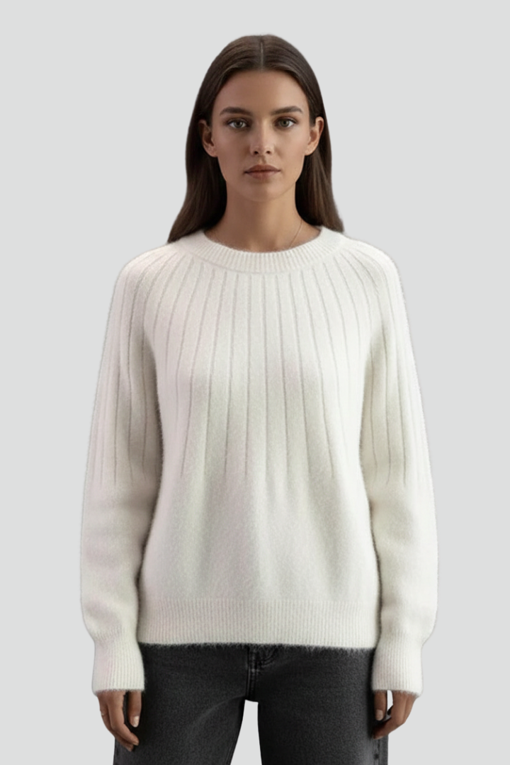 Vida | Women's Jumper | Crew Neck Ribbed Surface Long Sleeves