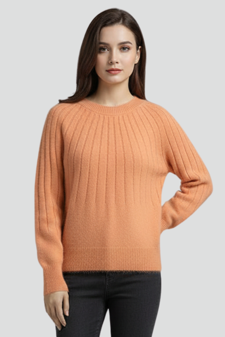 Vida | Women's Jumper | Crew Neck Ribbed Surface Long Sleeves
