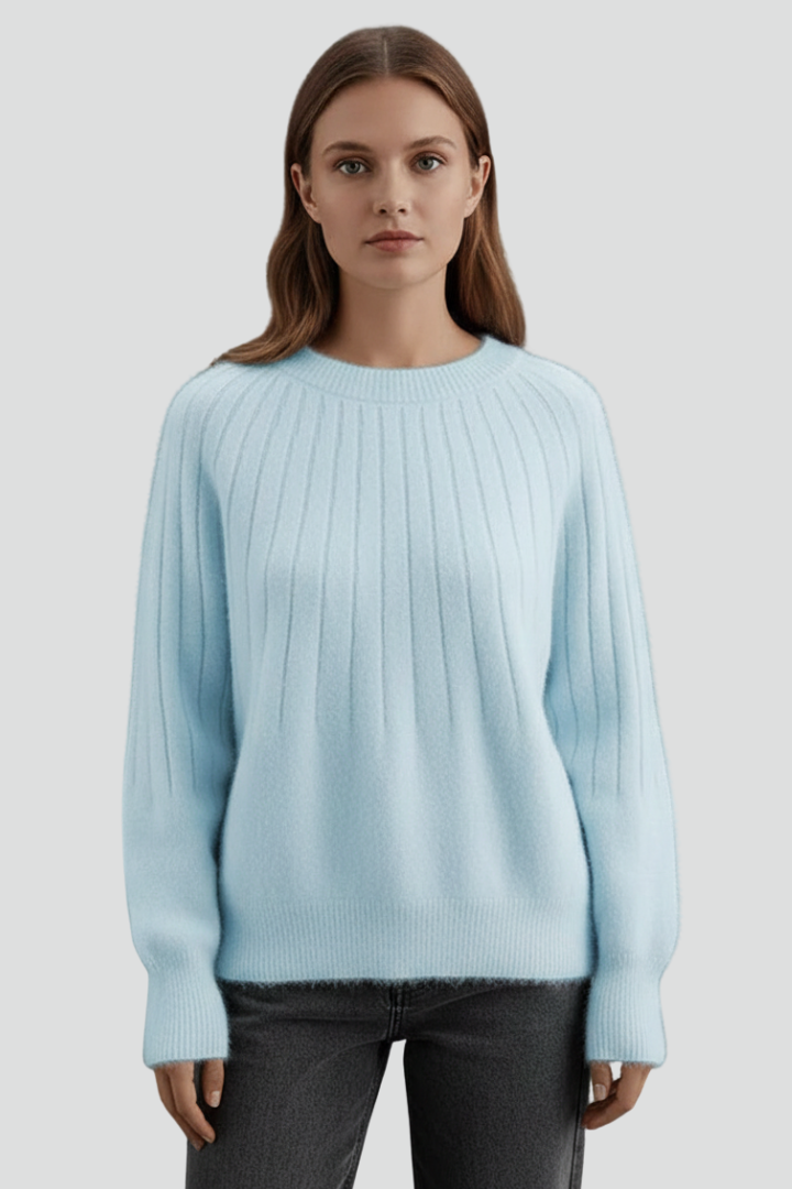 Vida | Women's Jumper | Crew Neck Ribbed Surface Long Sleeves