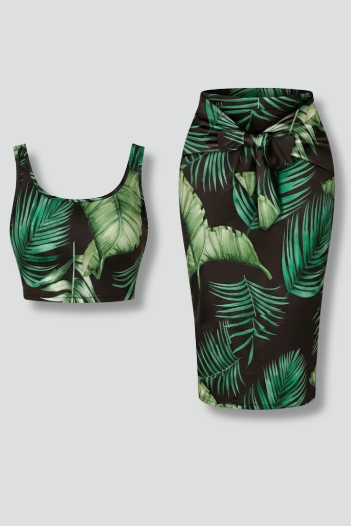 Roma | Women's Crop Top Midi Skirt | Sleeveless Tie Waist
