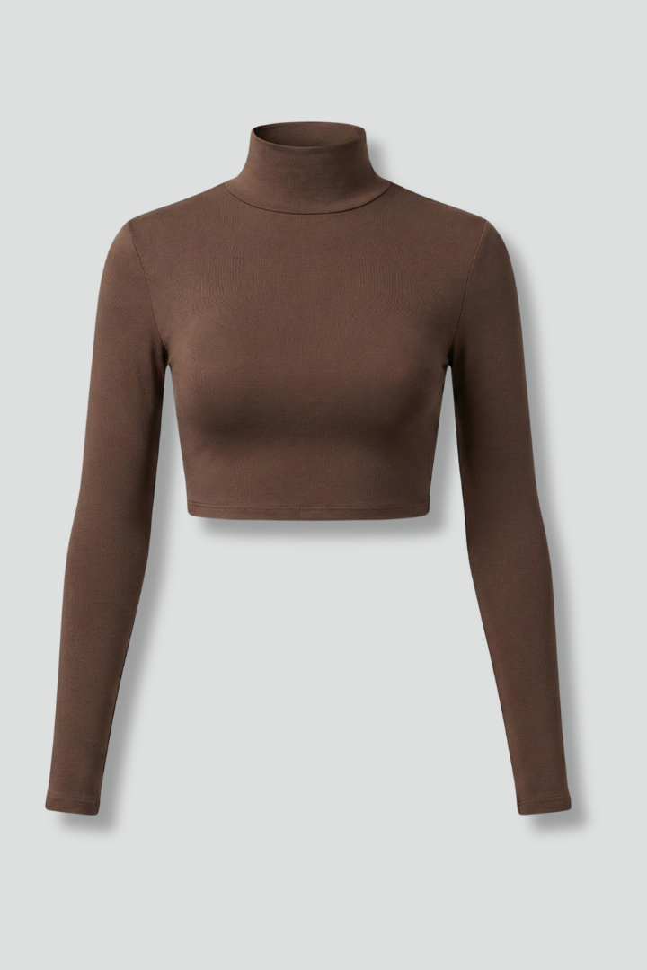 Xelia | Women's Crop Top | High Neck Long Sleeves