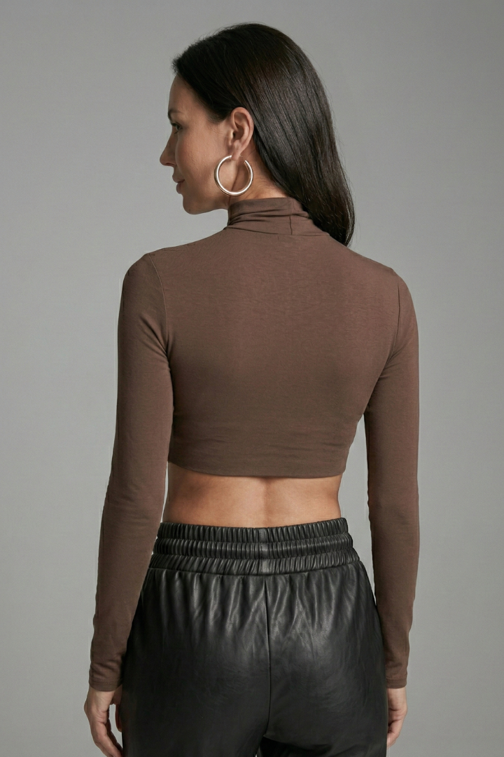 Xelia | Women's Crop Top | High Neck Long Sleeves
