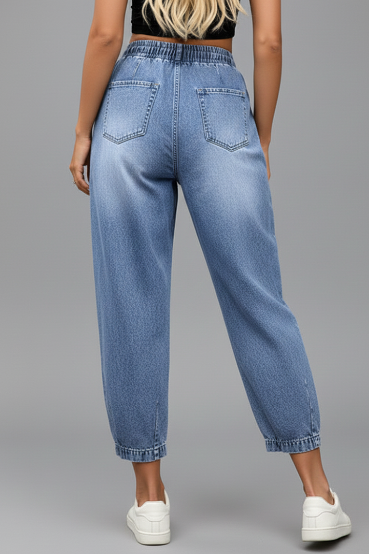 Bela | Women's Trousers | Cropped Drawstring Waist Pleats