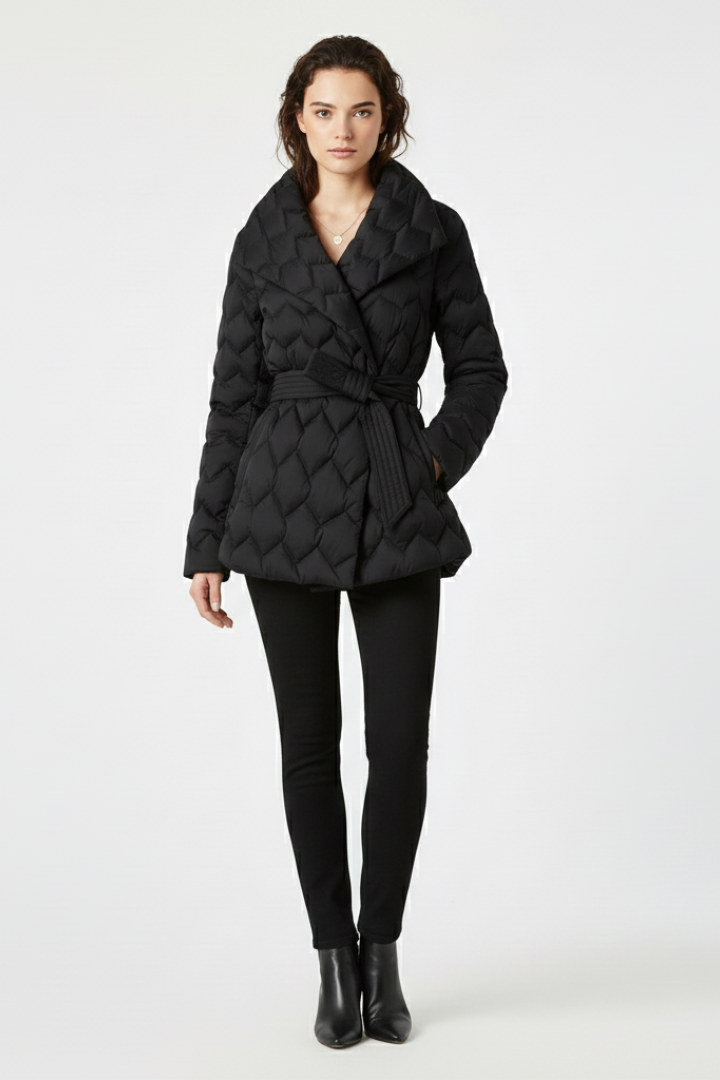 Thaleia | Women's Down Coat | Belted Waist Deep Pockets