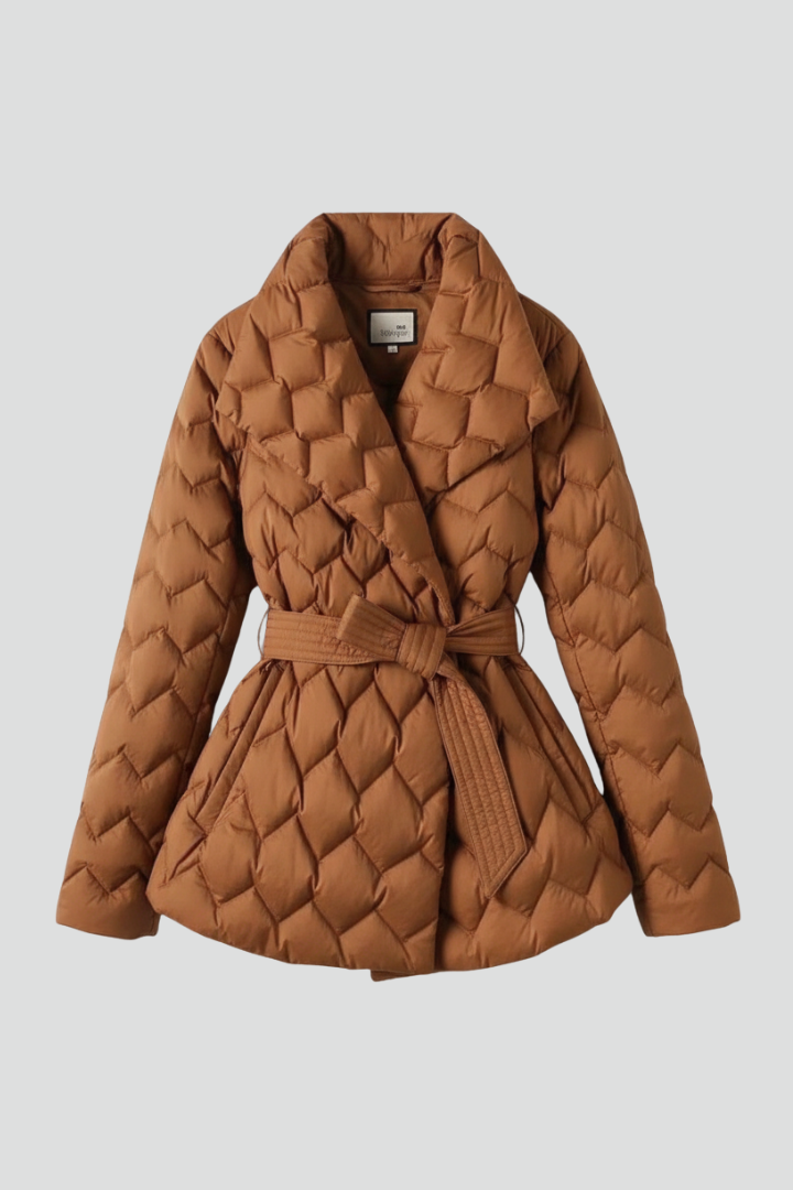 Thaleia | Women's Down Coat | Belted Waist Deep Pockets