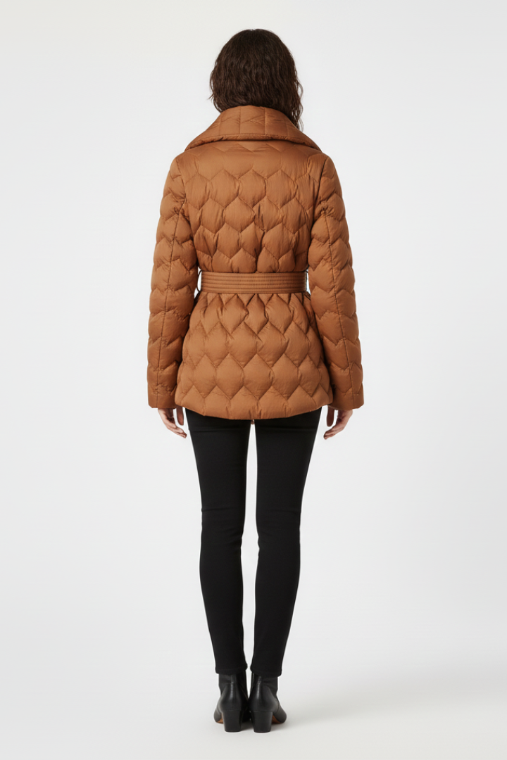 Thaleia | Women's Down Coat | Belted Waist Deep Pockets