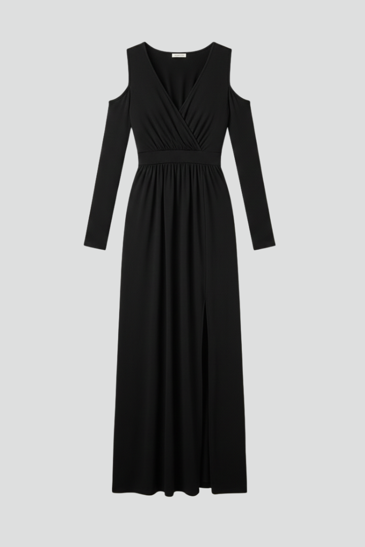 Uma | Women's Dress | Lace Appliques Tiered Skirt V Neck Slit