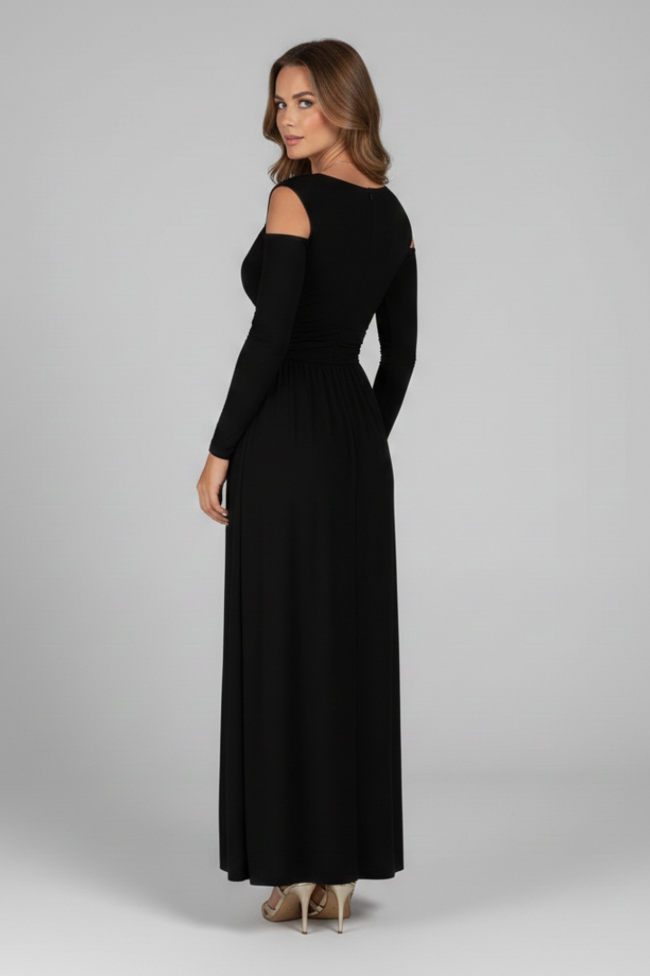 Uma | Women's Dress | Lace Appliques Tiered Skirt V Neck Slit