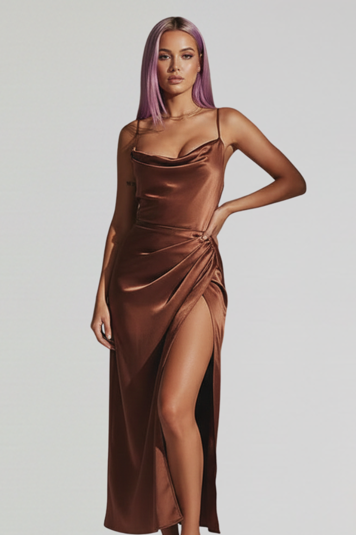 Aigeira | Women's Dress | Slim Straps Draped Skirt
