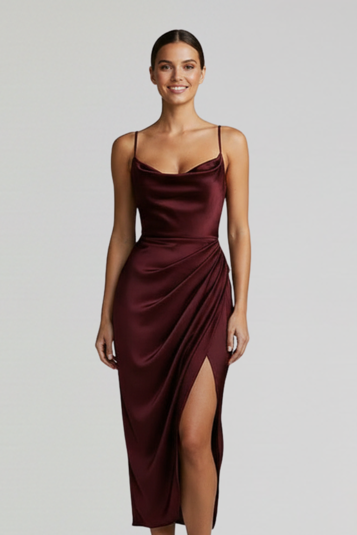 Aigeira | Women's Dress | Slim Straps Draped Skirt