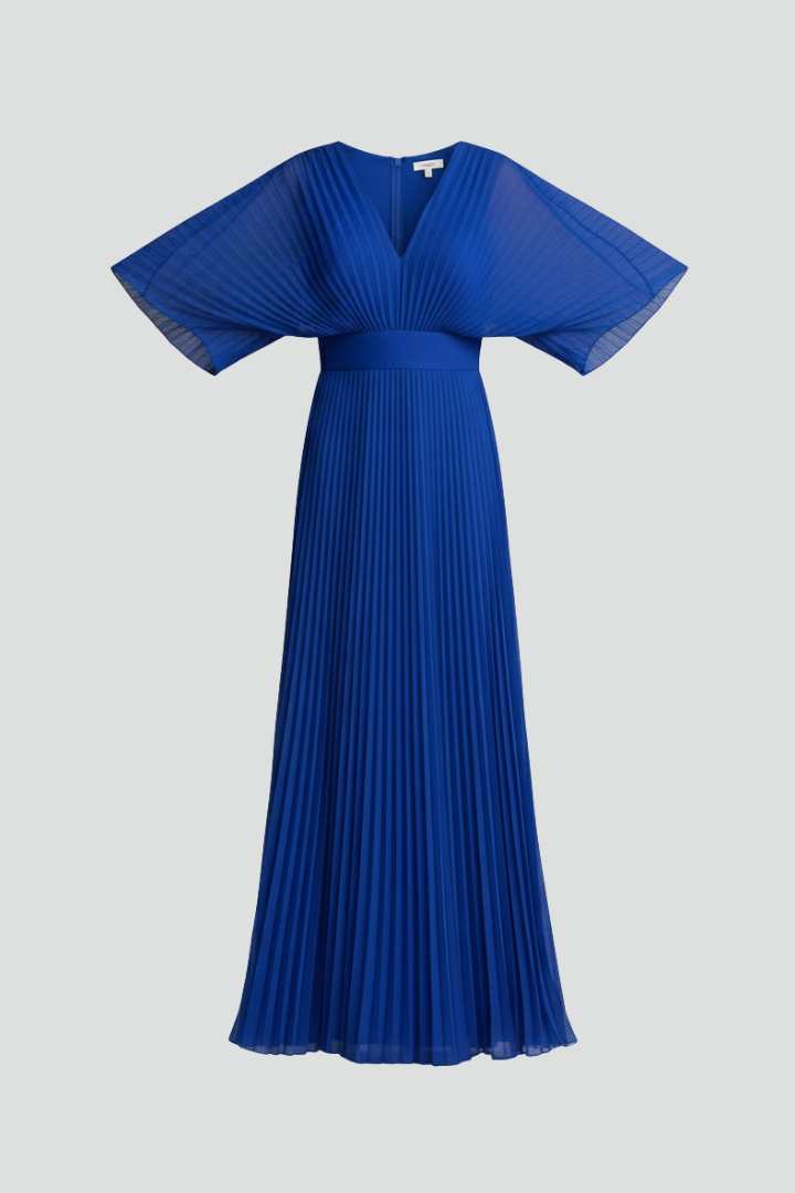 Chryseis | Women's Maxi Dress | V-Neckline Pleated Skirt
