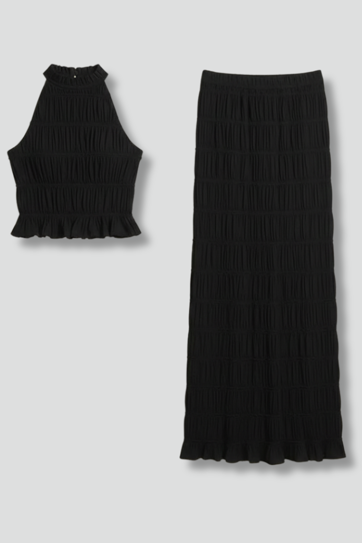 Hecate | Women's Halter Top Maxi Skirt | Tie Back Tiered Hem