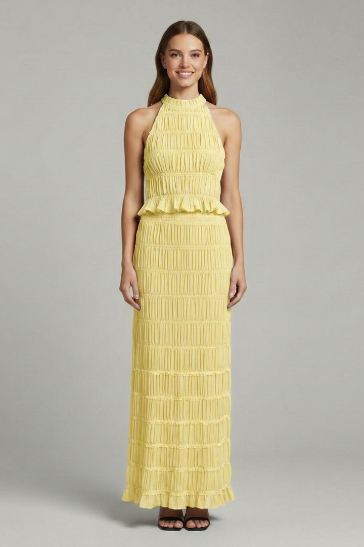 Hecate | Women's Halter Top Maxi Skirt | Tie Back Tiered Hem