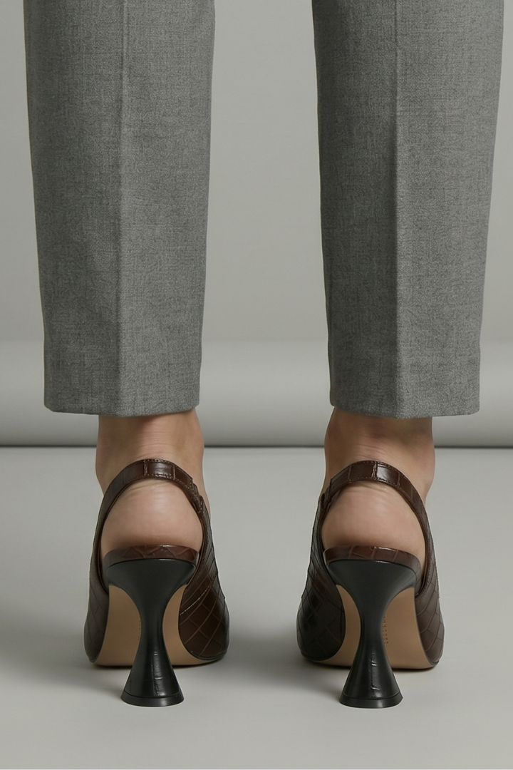 Sterope | Women's High Heel Leather Sandals | Pointed Toe Slip-On