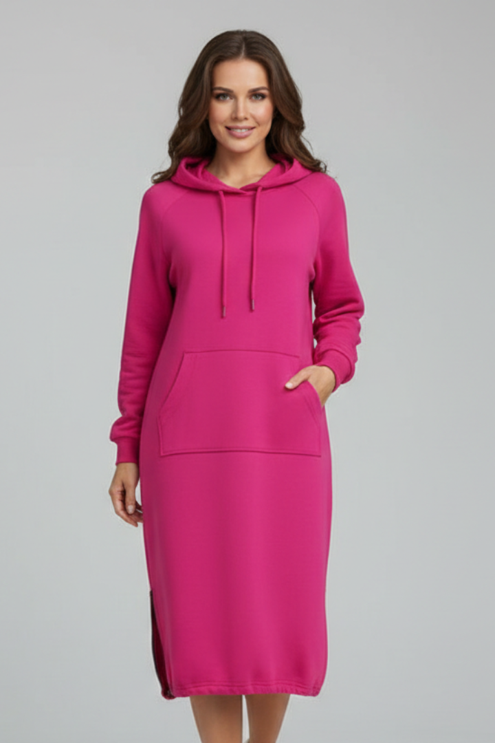 Rae | Women's Hoodie Dress with Drawstring Hem and Kangaroo Pocket