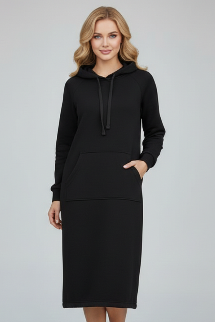 Rae | Women's Hoodie Dress with Drawstring Hem and Kangaroo Pocket