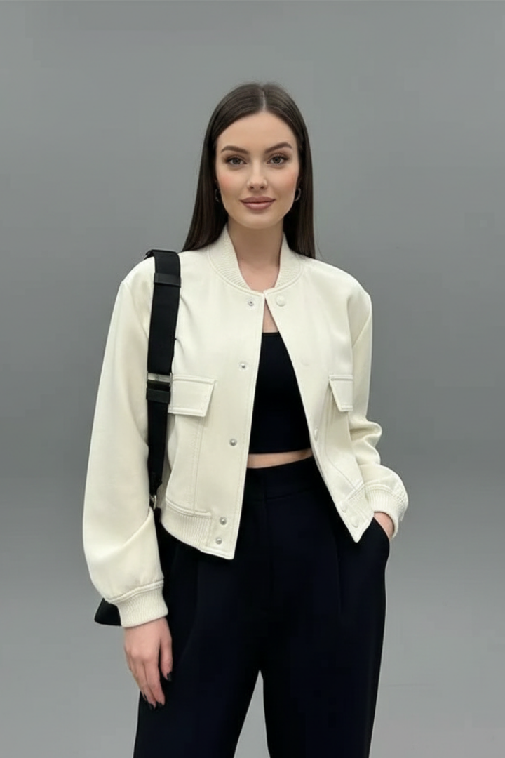Ethelswith | Women's Jacket | Button Closure Elasticated Hem
