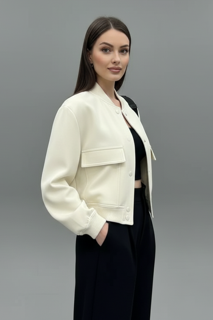 Ethelswith | Women's Jacket | Button Closure Elasticated Hem