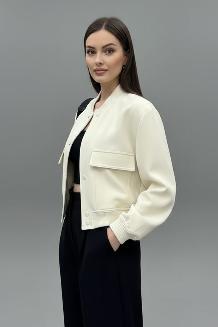 Ethelswith | Women's Jacket | Button Closure Elasticated Hem