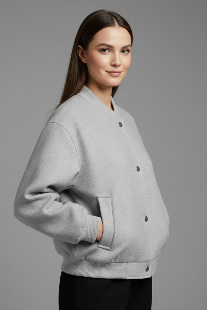 Theodelinda | Women's Jacket | Button Closure Ribbed Trim