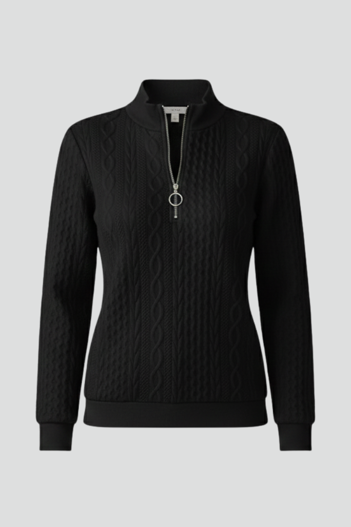 Calista | Women's Jumper | Zip Neck Cable Knit Texture