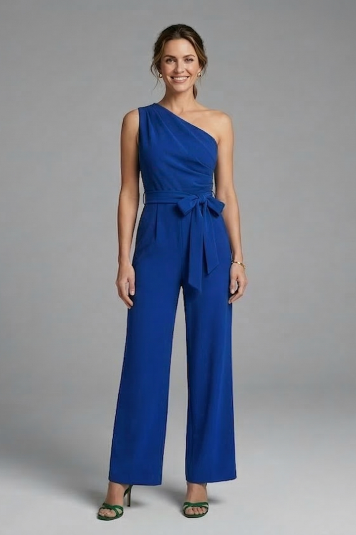Divya | Women's Jumpsuit | Asymmetric Neckline Waist Belt