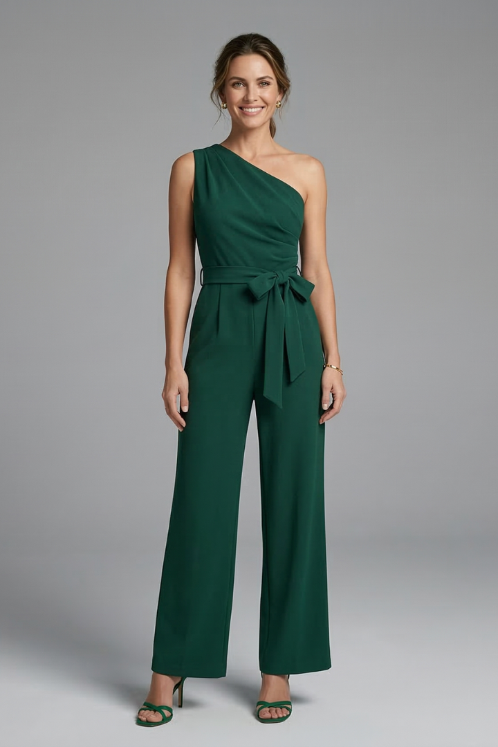Divya | Women's Jumpsuit | Asymmetric Neckline Waist Belt