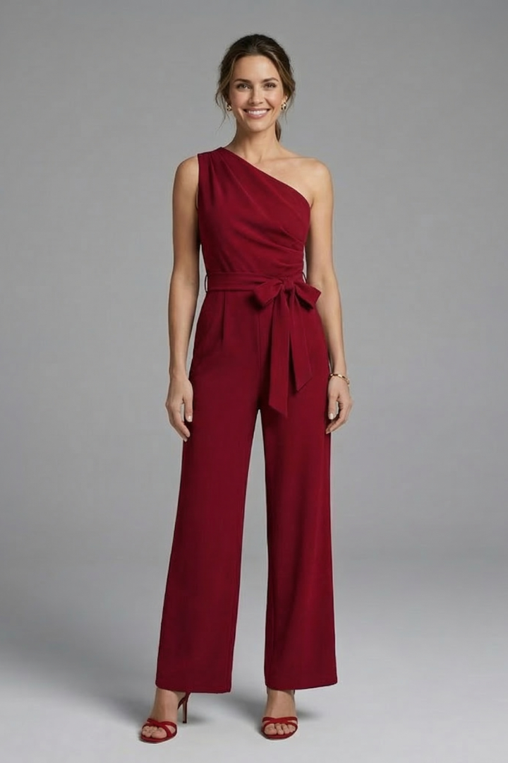 Divya | Women's Jumpsuit | Asymmetric Neckline Waist Belt