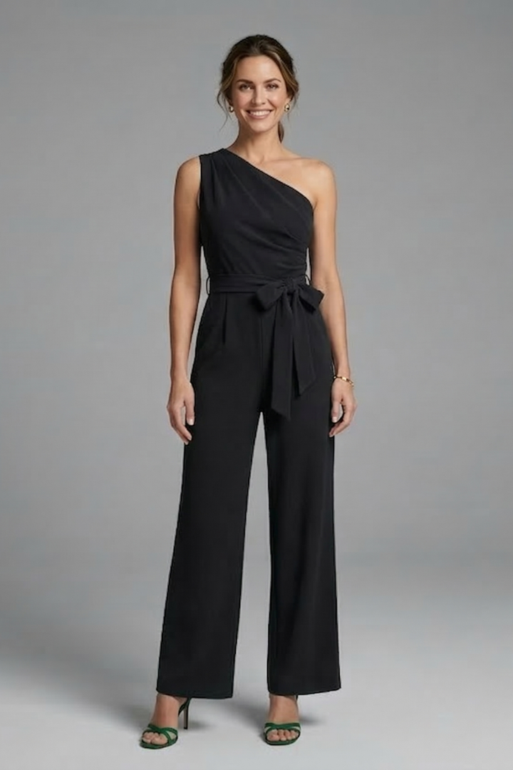 Divya | Women's Jumpsuit | Asymmetric Neckline Waist Belt