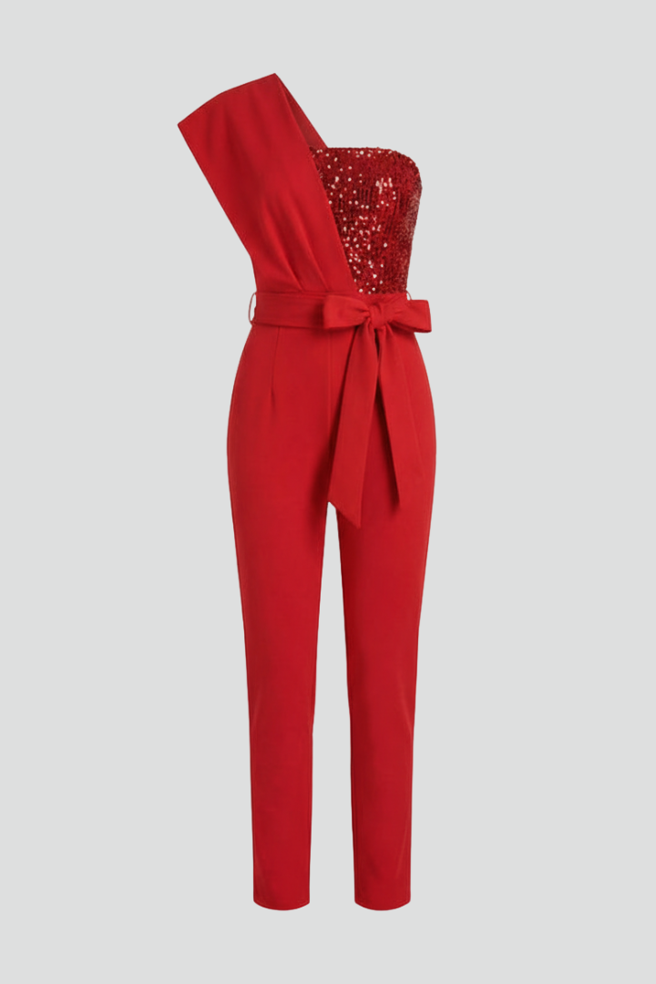 Jessamine | Women's Jumpsuit | One-Shoulder Neckline Tied Waist