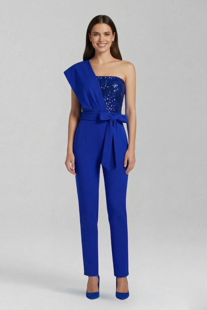 Jessamine | Women's Jumpsuit | One-Shoulder Neckline Tied Waist