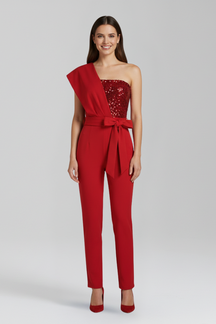 Jessamine | Women's Jumpsuit | One-Shoulder Neckline Tied Waist
