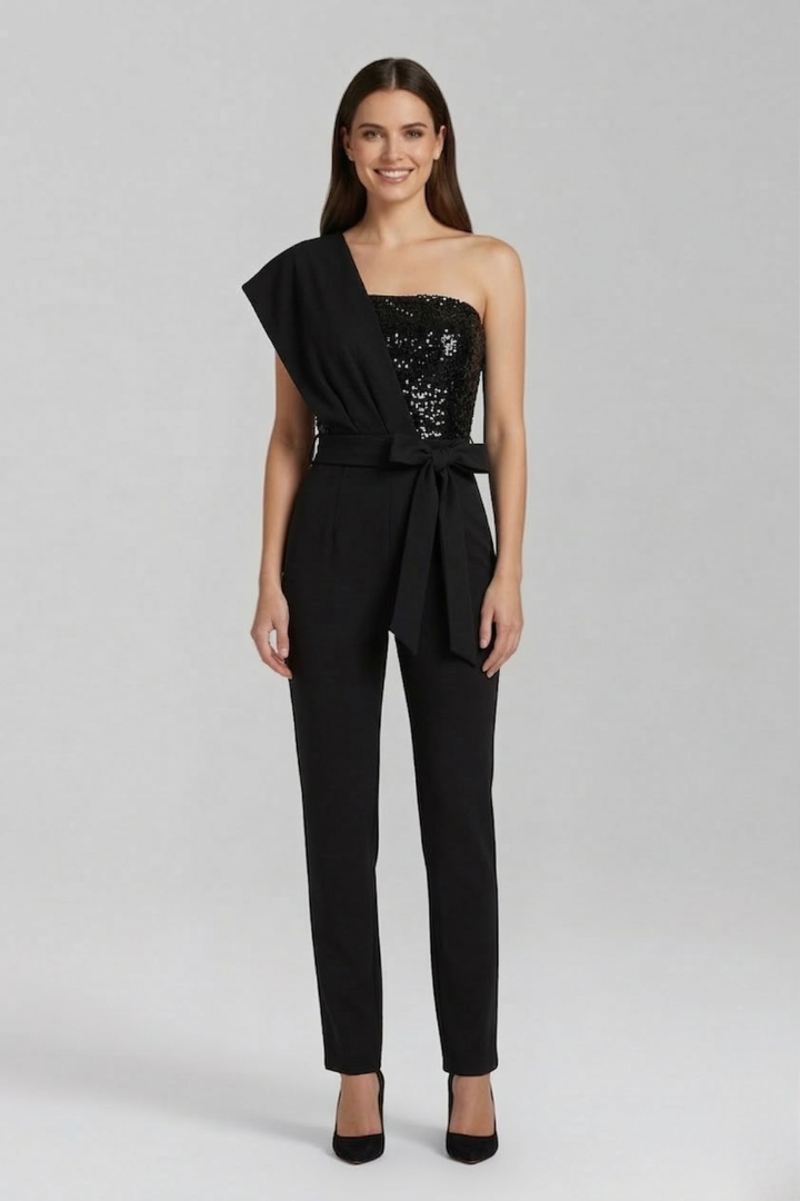 Jessamine | Women's Jumpsuit | One-Shoulder Neckline Tied Waist
