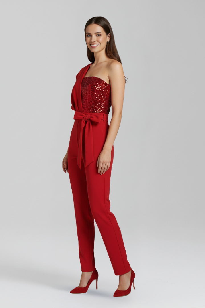 Jessamine | Women's Jumpsuit | One-Shoulder Neckline Tied Waist