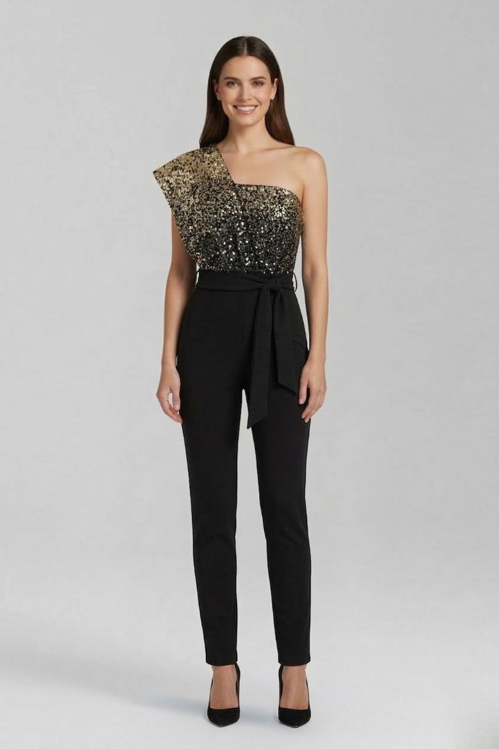 Jessamine | Women's Jumpsuit | One-Shoulder Neckline Tied Waist