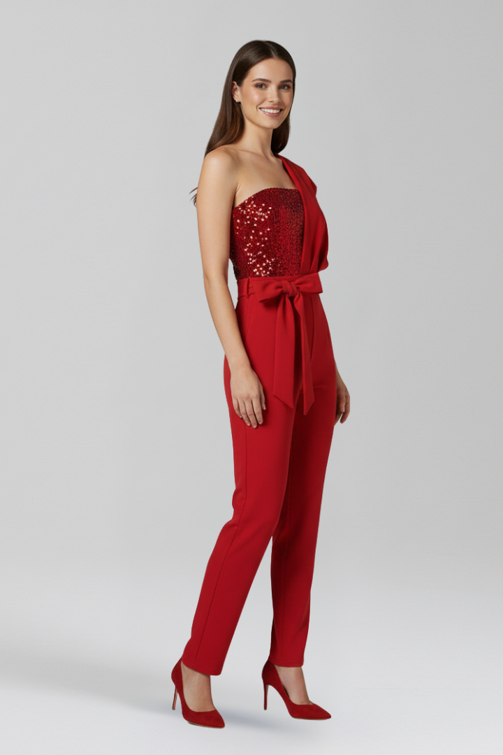 Jessamine | Women's Jumpsuit | One-Shoulder Neckline Tied Waist