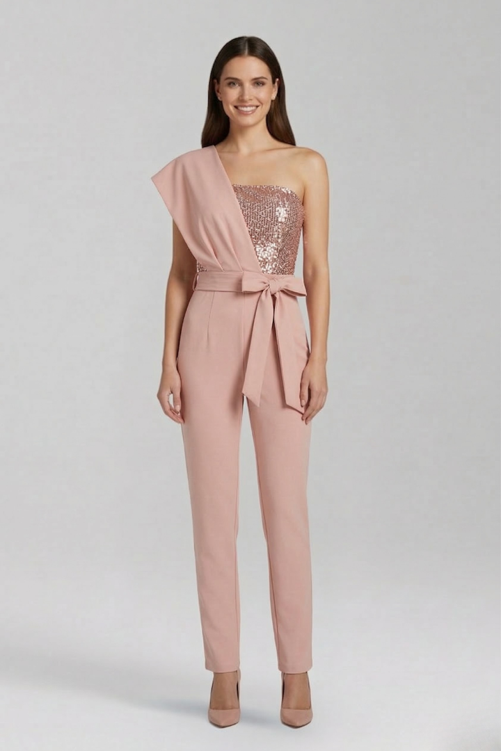 Jessamine | Women's Jumpsuit | One-Shoulder Neckline Tied Waist