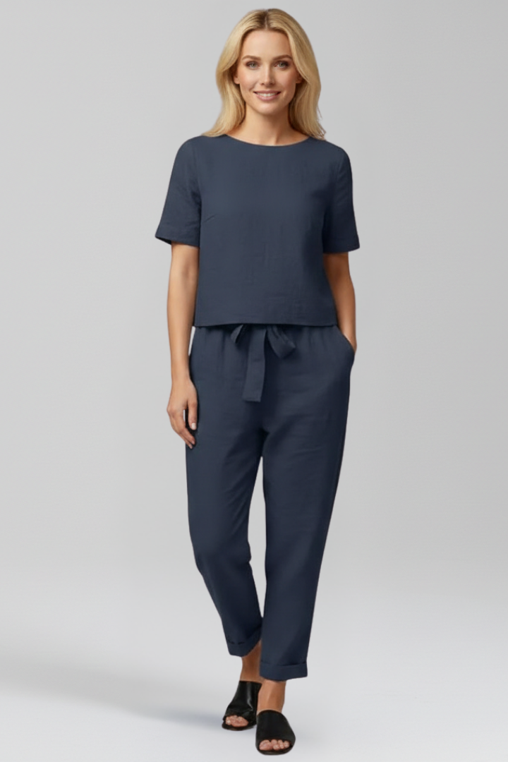 Nadia | Women's Jumpsuit | Round Neckline Side Pockets