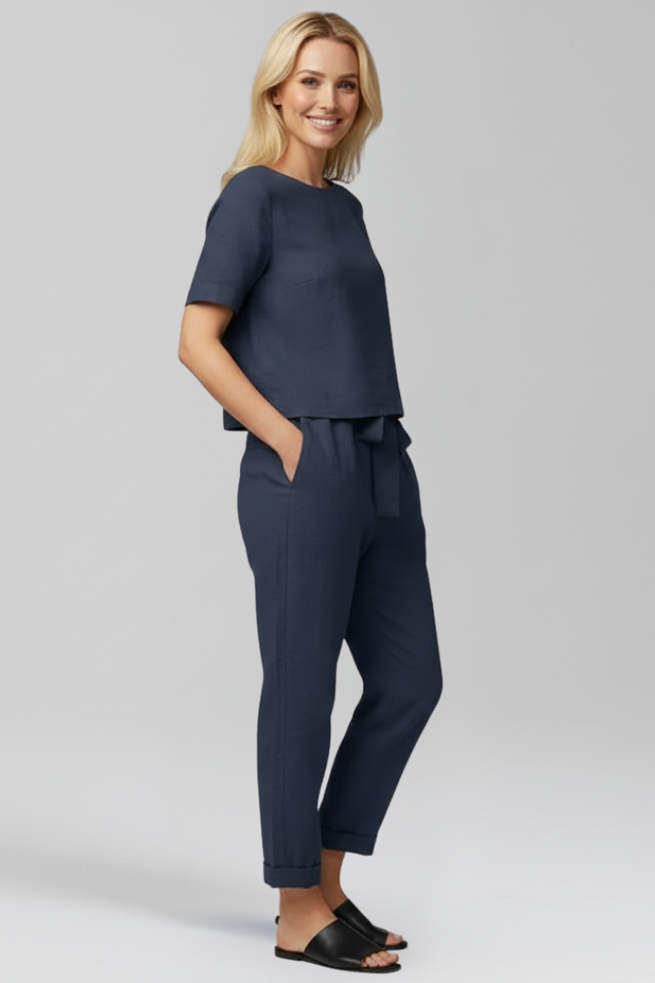 Nadia | Women's Jumpsuit | Round Neckline Side Pockets