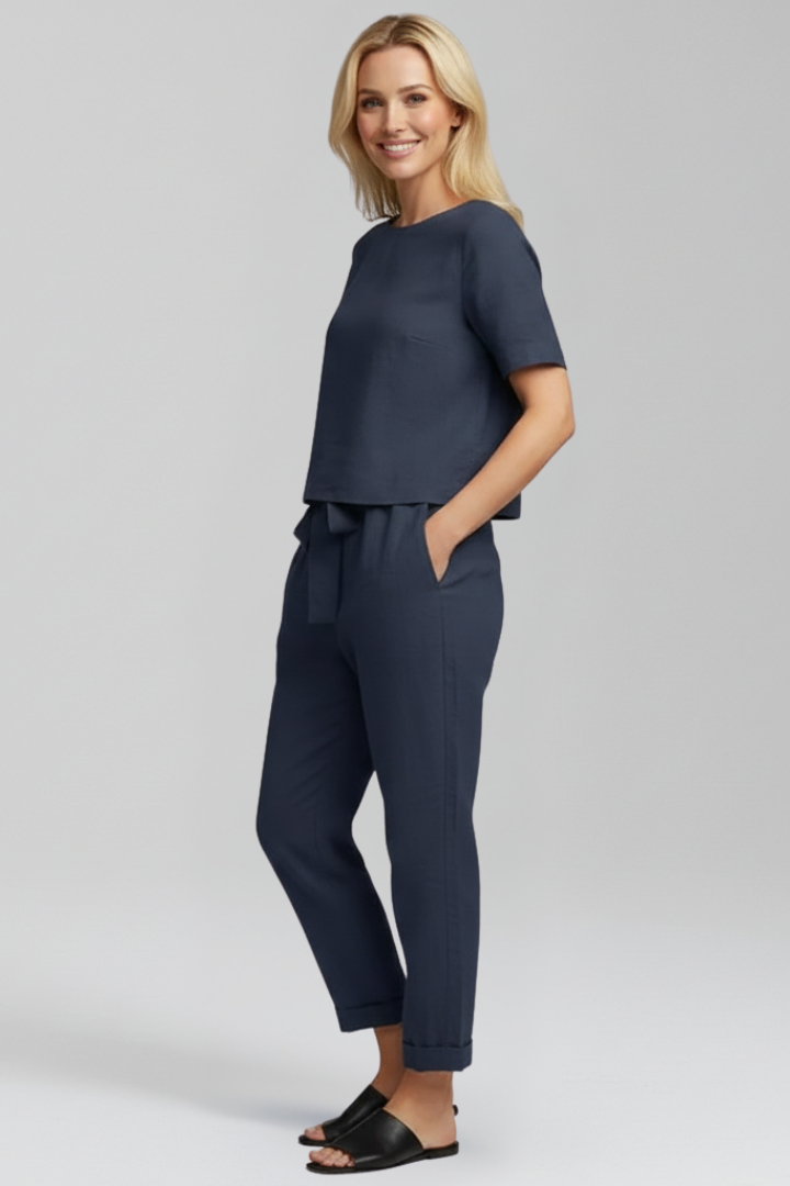 Nadia | Women's Jumpsuit | Round Neckline Side Pockets