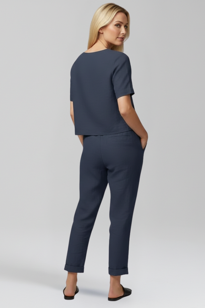 Nadia | Women's Jumpsuit | Round Neckline Side Pockets