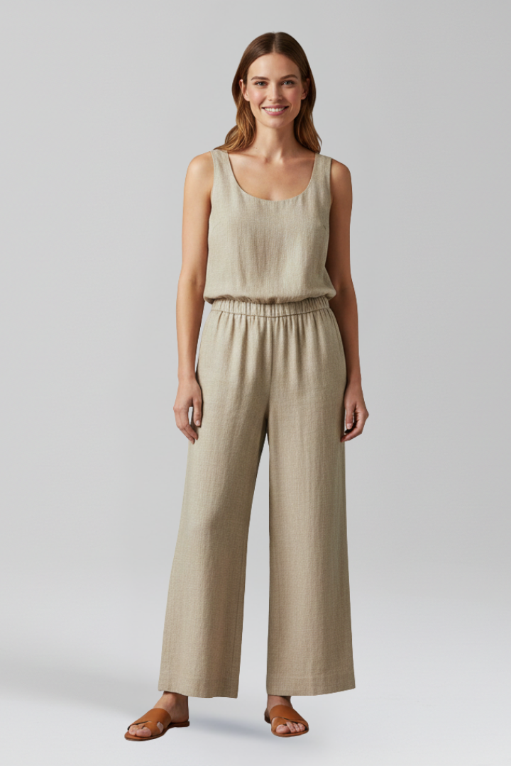 Nadia | Women's Jumpsuit | Round Neckline Side Pockets
