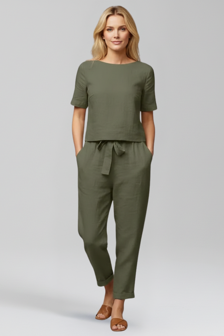 Nadia | Women's Jumpsuit | Round Neckline Side Pockets