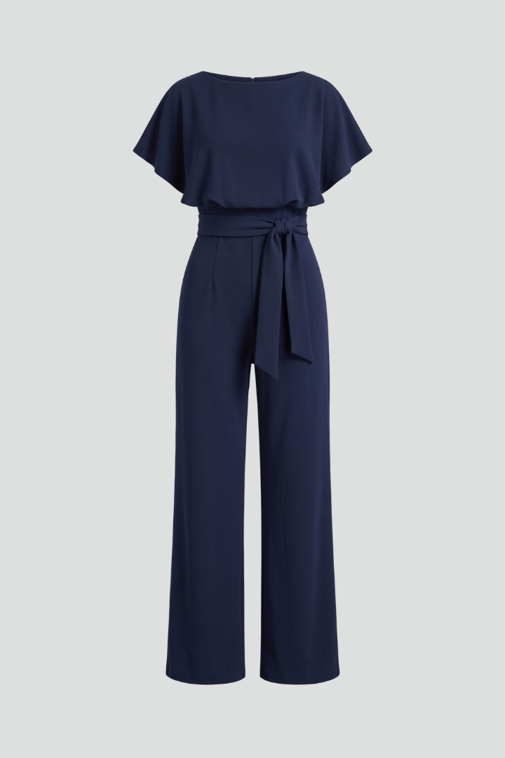 Lena | Women's Jumpsuit | Round Neckline Wide Legs