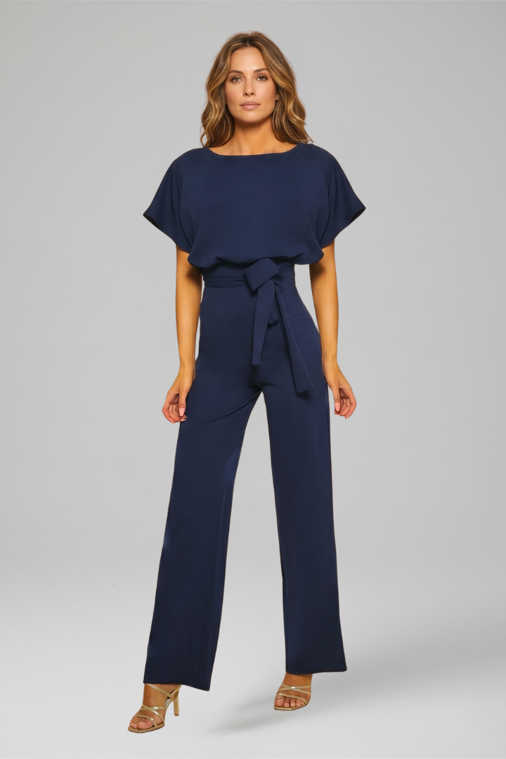 Lena | Women's Jumpsuit | Round Neckline Wide Legs