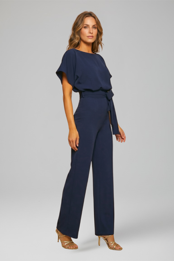 Lena | Women's Jumpsuit | Round Neckline Wide Legs