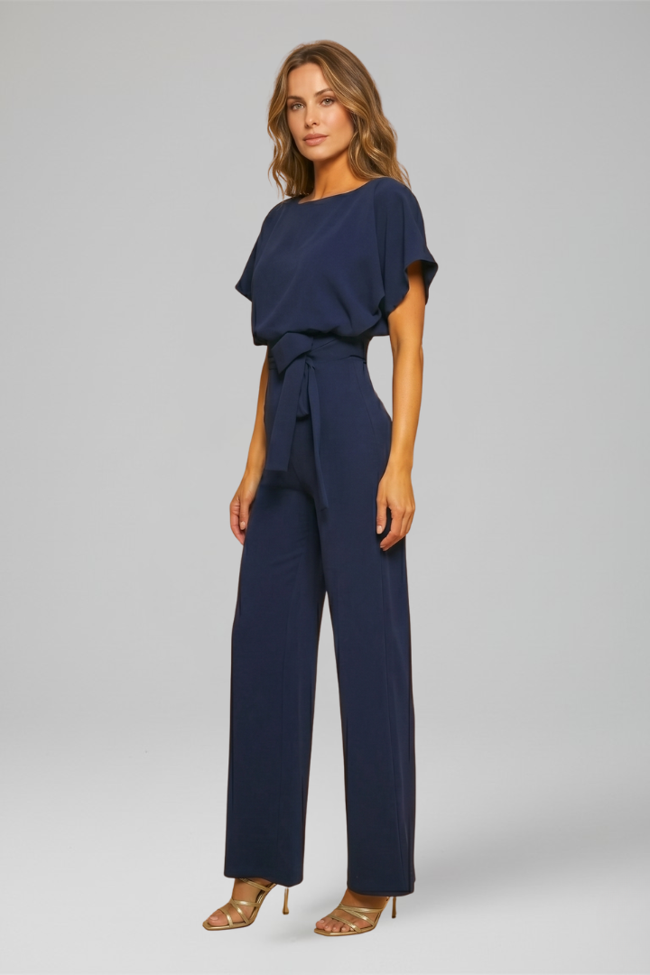 Lena | Women's Jumpsuit | Round Neckline Wide Legs